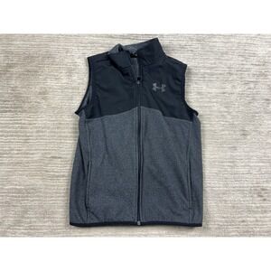 Under Armour Boys Youth Large Gray Fleece Vest Full Zip Loose Coldgear